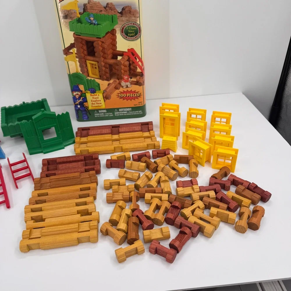Lincoln Logs Frontier Explorer Incomplete Real Wood Building Set 00901 100 Piece